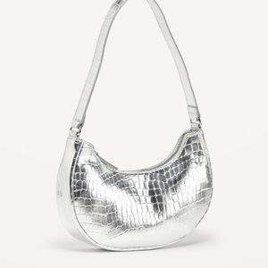 NWT OLD NAVY Crescent Handbag Color: Silvery Silver OS